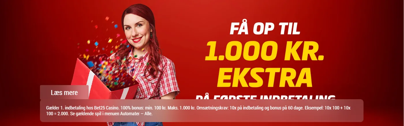 Bet25 Casino i røde og gule farvetoner